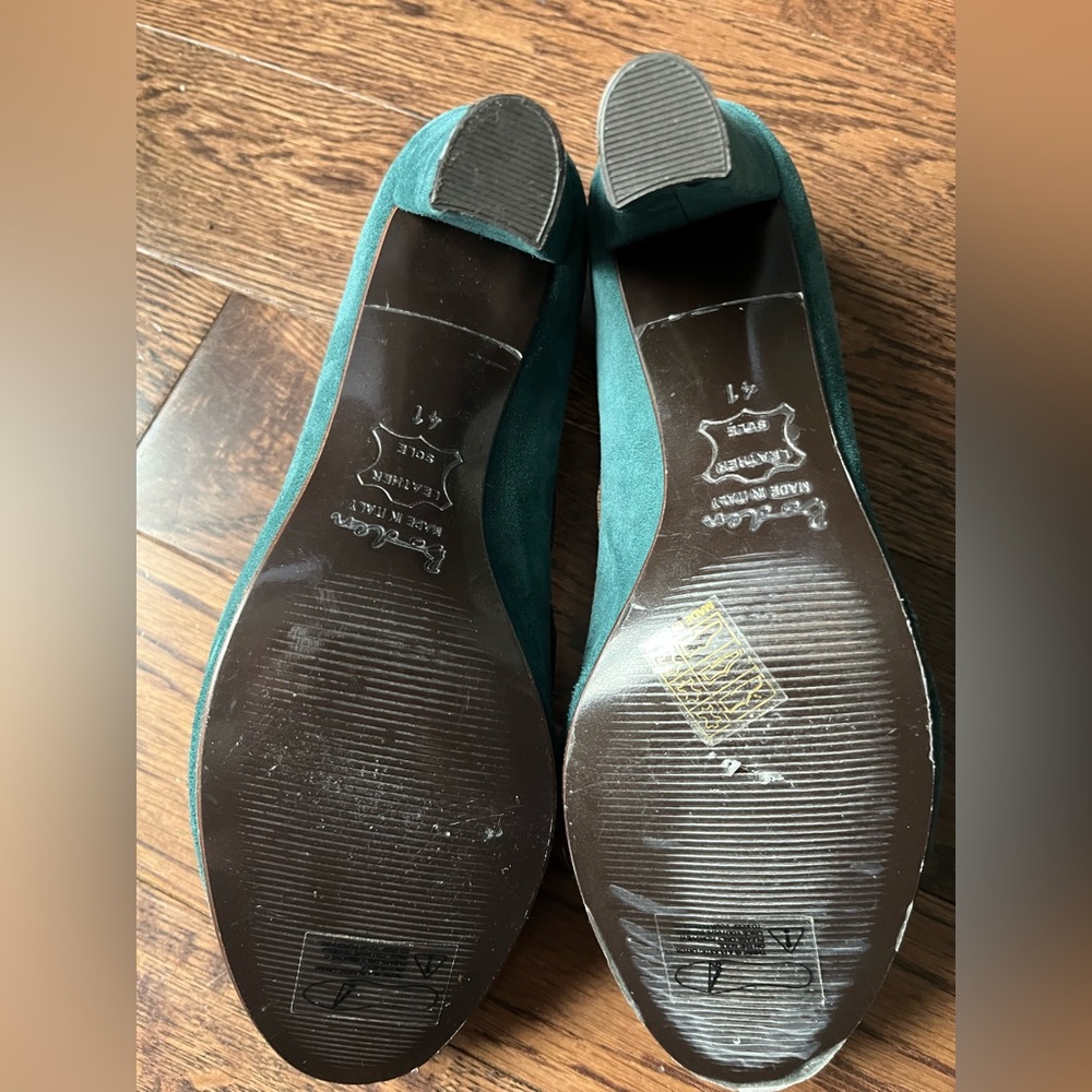 NWOT BODEN teal and brown suede heels, EU size 41/US size 9.5 - Picture 6 of 7